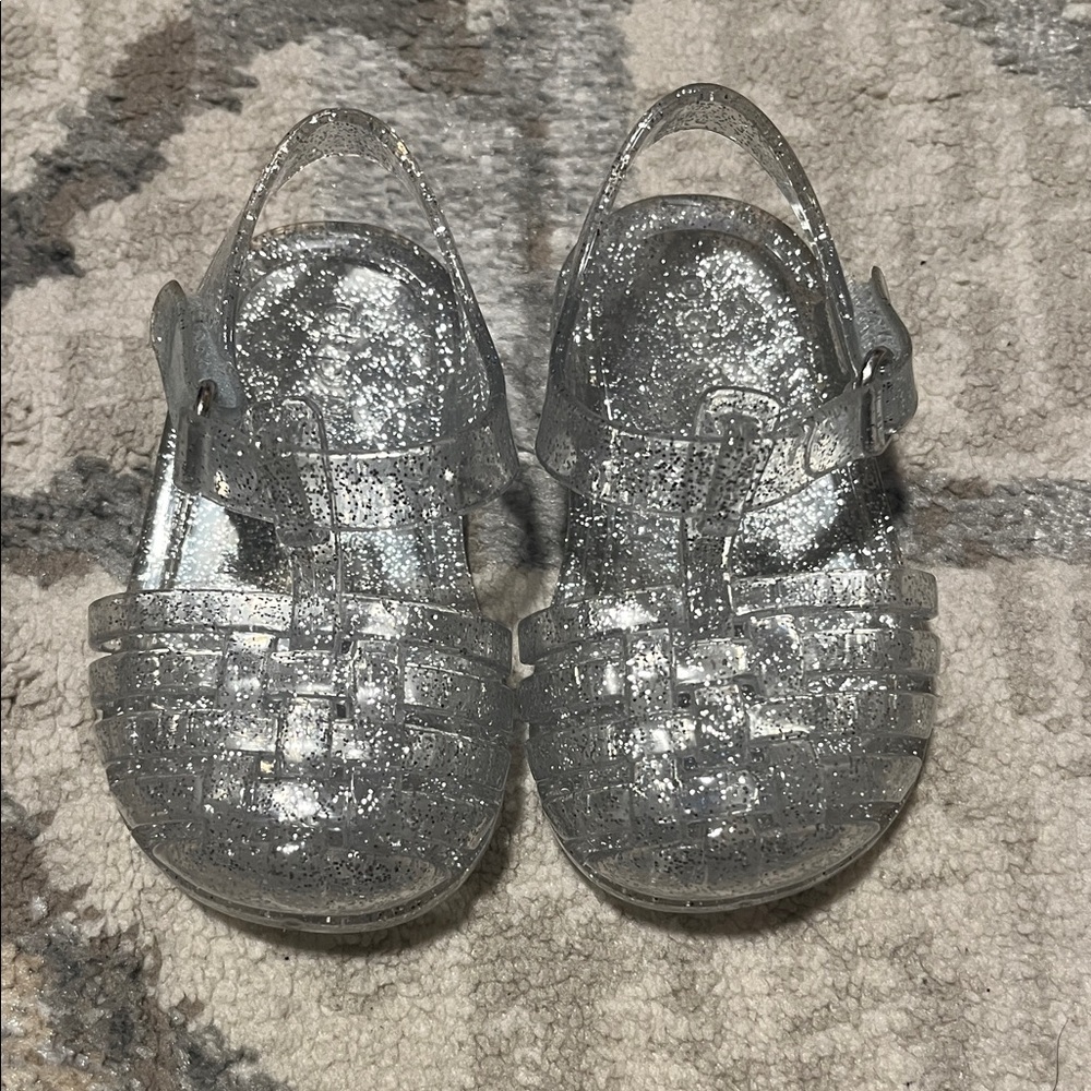 Kids Silver Glitter Sandals
